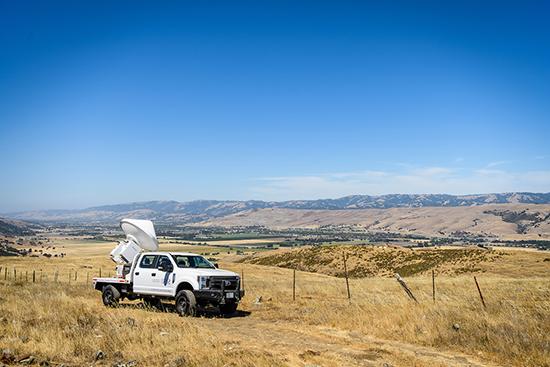 wildfire interdisciplinary research center truck with radar sits in field